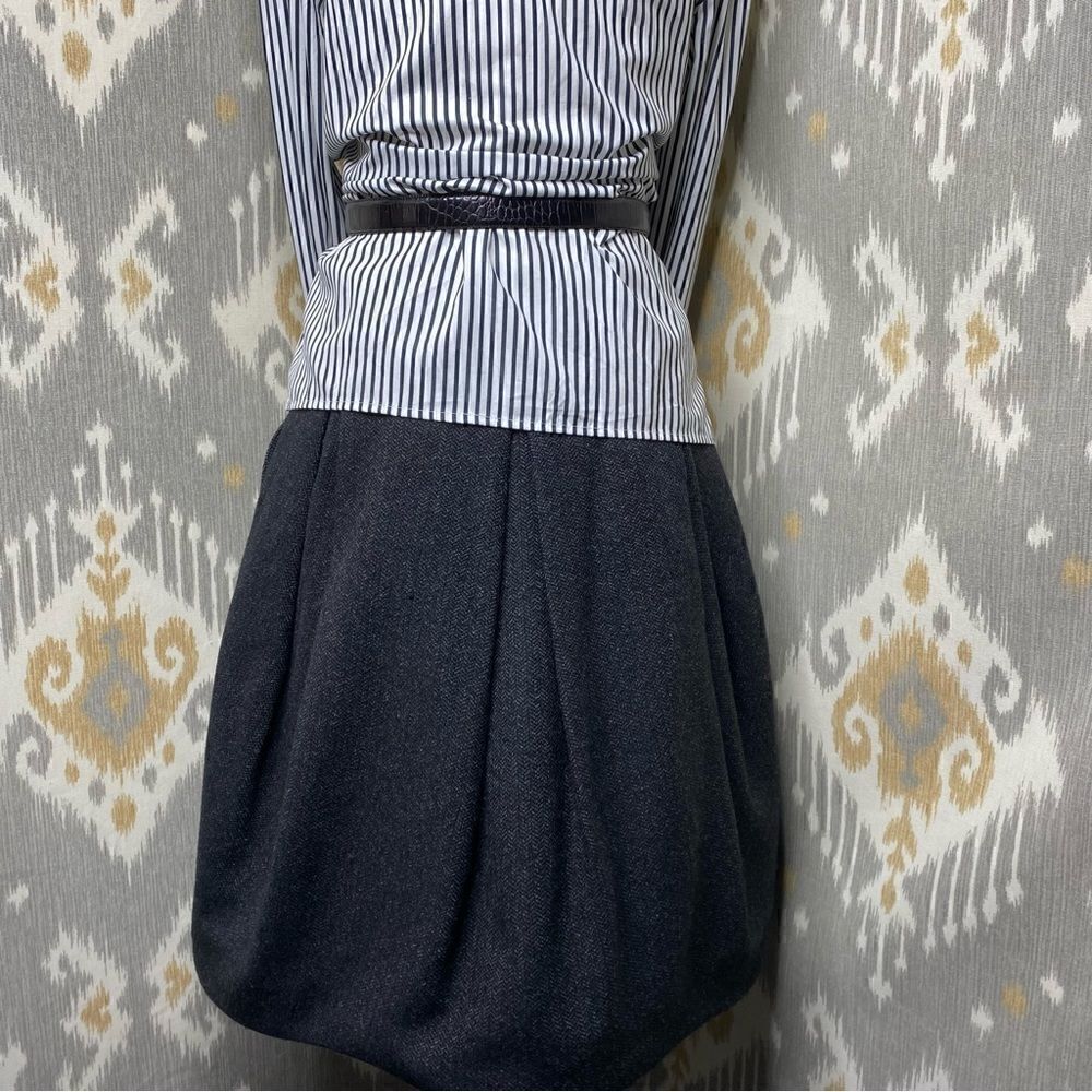 Ralph Lauren Charcoal Grey Camelhair Wool Blend Herringbone Tweed Pouf Skirt - Picture 9 of 16